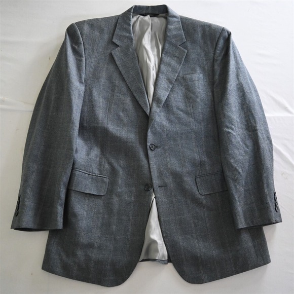 Jos. A. Bank Other - Jos A Bank‎ 44L Blue Windowpane Silk Wool Mens Suit Jacket Blazer Sport Coat